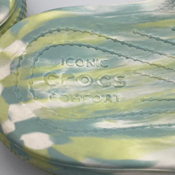CROCS Classic Marbled Tie Dye 2 Strap Sandals Slides Water Green Women 11 Men 9 - Picture 8 of 14
